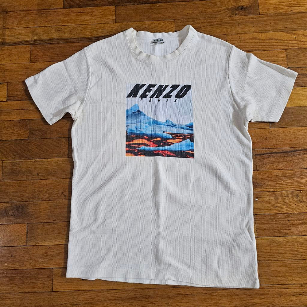 Kenzo White Multicolor Iceberg Lava Short Sleeve Tee Medium